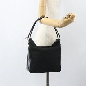 GUCCI GG Canvas Shoulder Bag Black Silver 001 3766 2123 Auth 151598